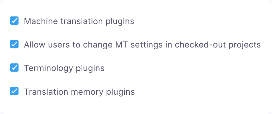 Project settings panel